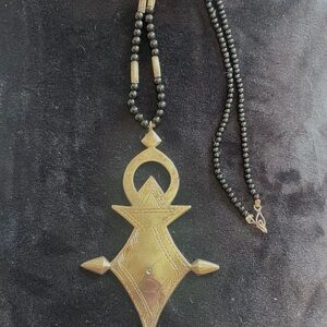 Silver and Black Moroccan Pendant Necklace